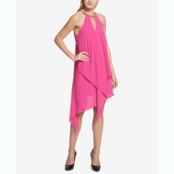 Kensie Dresses & Skirts - Kensie Draped Snake-Chain Keyhole Dress
